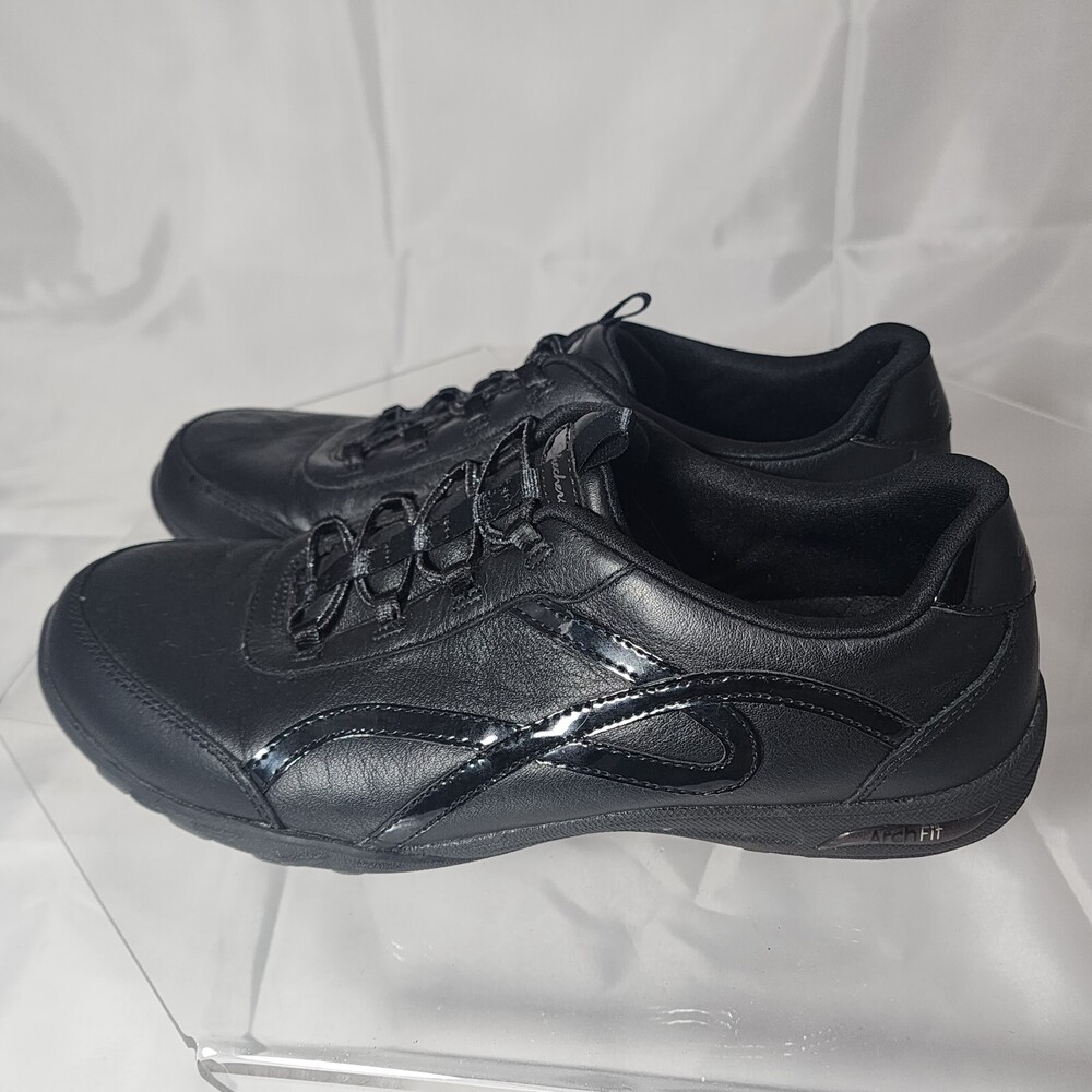 Skechers Active Arch Fit Comfy Slip-On 100272 Women 9 Black Leather Sneakers
